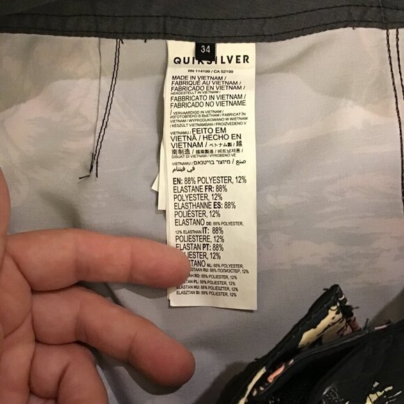 Quicksilver 34 Highline Boardshorts Stretch Black Tropical Men’s Swim Surf - Picture 9 of 11